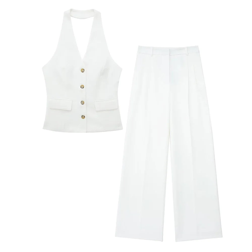 Lunar Grace Set: Backless Waistcoat with Tailored Trousers